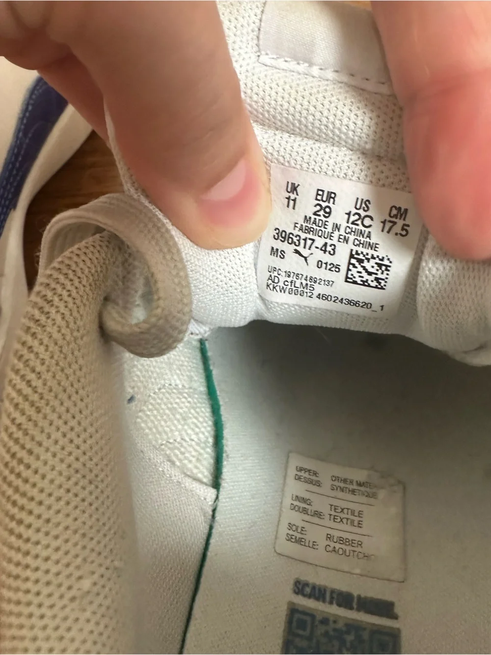 Puma Kids White Blue Sneakers Youth US 12C Casual Shoes